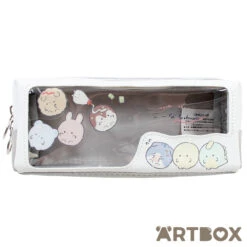 Marunimaru Food Round Animals Zipped Pencil Case White