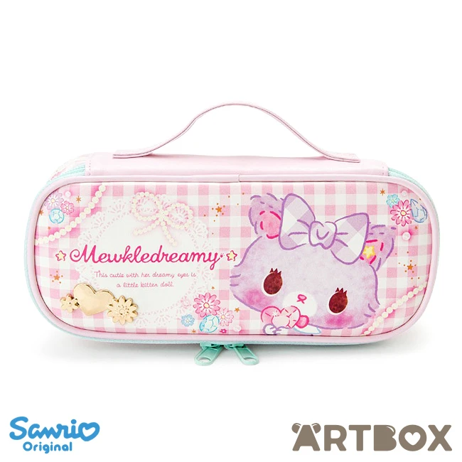SANRIO Mewkle Dreamy Gingham Zipped Pen Pouch With Divider 1 SANRIO Mewkle Dreamy Gingham Zipped Pen Pouch With Divider