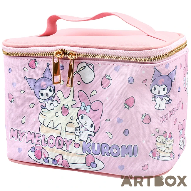 SANRIO My Melody & Kuromi Pancakes Zipped Vanity Case With Mirror 1 SANRIO My Melody & Kuromi Pancakes Zipped Vanity Case With Mirror