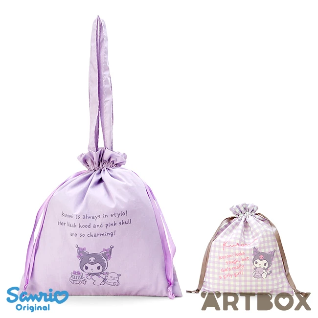 SANRIO Kuromi Large Drawstring Tote Bag And Pouch Set 2 SANRIO Kuromi Large Drawstring Tote Bag And Pouch Set - Image 2