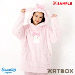 SANRIO Hangyodon Fluffy Fleece Roomwear Hoodie With Applique -Fashion Gift Shop 599719 Hoodie MM 4 650