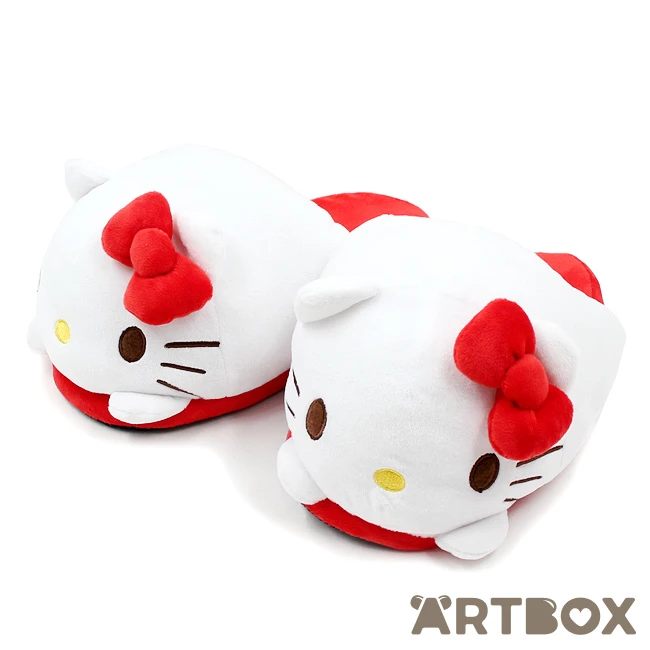 SANRIO Hello Kitty Classic 3D Face Design Soft Plush Slippers 1 SANRIO Hello Kitty Classic 3D Face Design Soft Plush Slippers