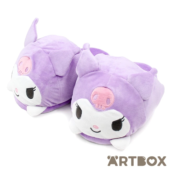 SANRIO Kuromi Classic 3D Face Design Soft Plush Slippers 1 SANRIO Kuromi Classic 3D Face Design Soft Plush Slippers