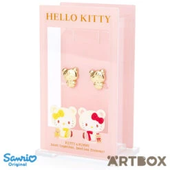 SANRIO Hello Kitty & Mimmy Bear Cape Gold Plated Non-Pierce Earrings