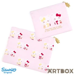 SANRIO Hello Kitty & Mimmy Bear Cape Set Of 2 Flat Zipped Pouches -Fashion Gift Shop 639028 Pouch Cape KT 2 650
