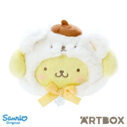 SANRIO PomPomPurin Fluffy Snow Die Cut Plush Zipped Pouch