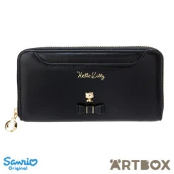 SANRIO Hello Kitty Black Bow Decoration Zipped Long Wallet