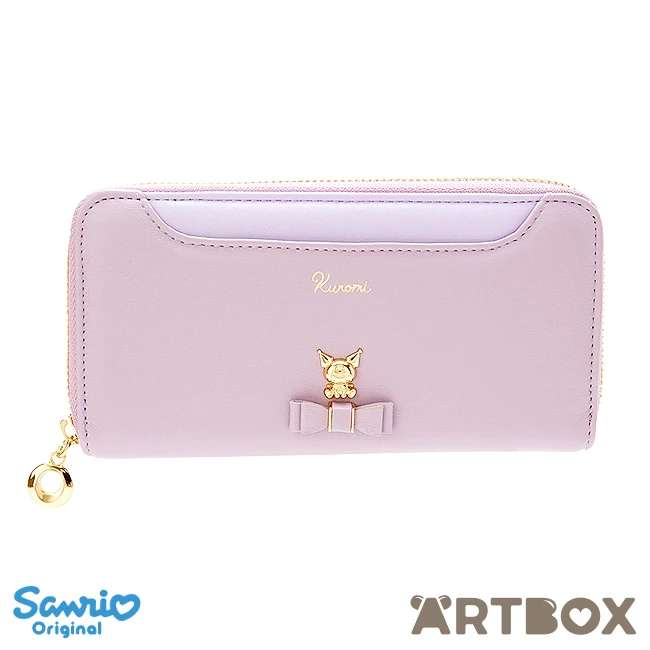 SANRIO Kuromi Purple Bow Decoration Zipped Long Wallet 1 SANRIO Kuromi Purple Bow Decoration Zipped Long Wallet