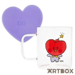 No Brand BT21 Baby Tata Sketch Glass Mug & Coaster Set
