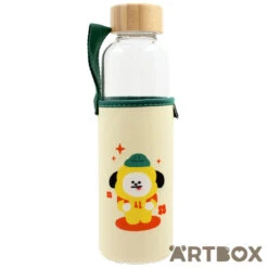 No Brand BT21 Chimmy Green Planet Glass Water Bottle