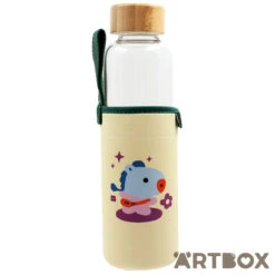 No Brand BT21 Mang Green Planet Glass Water Bottle