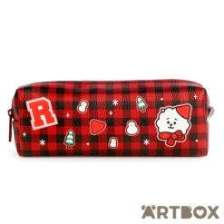 No Brand BT21 RJ Winter Gingham Zipped Pen Pouch
