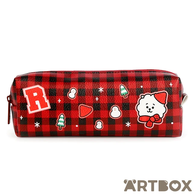 No Brand BT21 RJ Winter Gingham Zipped Pen Pouch 1 No Brand BT21 RJ Winter Gingham Zipped Pen Pouch