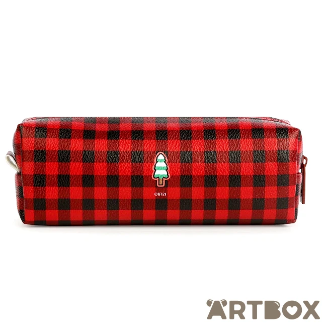 No Brand BT21 RJ Winter Gingham Zipped Pen Pouch 2 No Brand BT21 RJ Winter Gingham Zipped Pen Pouch - Image 2