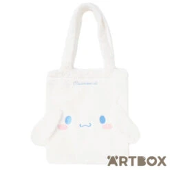 SANRIO Cinnamoroll Face Design Faux Fur Style Plush Tote Bag