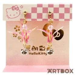 SANRIO Hello Kitty Origami Crane Non-Pierce Earrings Pink