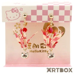 SANRIO Hello Kitty Origami Crane Non-Pierce Earrings Red
