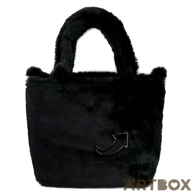 SANRIO Kuromi Face Design Faux Fur Style Plush Handbag 2 SANRIO Kuromi Face Design Faux Fur Style Plush Handbag - Image 2