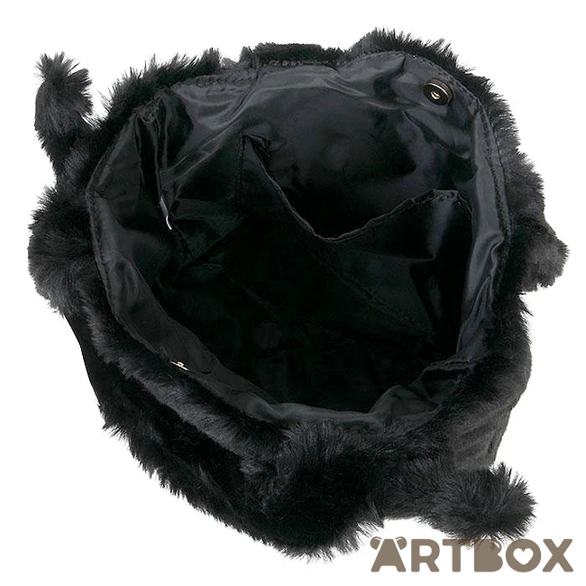 SANRIO Kuromi Face Design Faux Fur Style Plush Handbag 3 SANRIO Kuromi Face Design Faux Fur Style Plush Handbag - Image 3