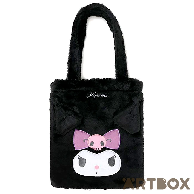 SANRIO Kuromi Face Design Faux Fur Style Plush Tote Bag 1 SANRIO Kuromi Face Design Faux Fur Style Plush Tote Bag
