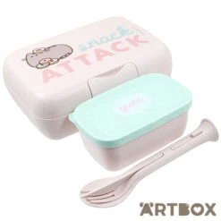 No Brand Pusheen The Cat Snack Attack Lunch Box Set With Cutlery
