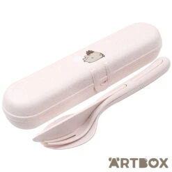 No Brand Pusheen The Cat Click Together Cutlery Set In Case Pink