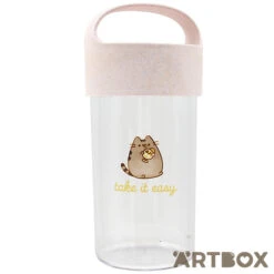No Brand Pusheen The Cat Take It Easy Pink Clear Water Container