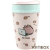No Brand Pusheen The Cat Busy Double Walled Travel Mug Pink