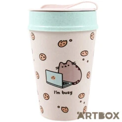 No Brand Pusheen The Cat Busy Double Walled Travel Mug Pink