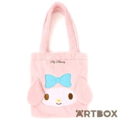 SANRIO My Melody Face Design Faux Fur Style Plush Tote Bag