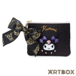SANRIO Kuromi Printed Ribbon Charm Zipped Tissue Pouch