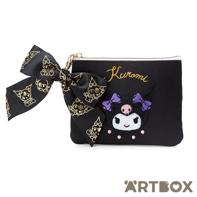 SANRIO Kuromi Printed Ribbon Charm Zipped Tissue Pouch 1 SANRIO Kuromi Printed Ribbon Charm Zipped Tissue Pouch