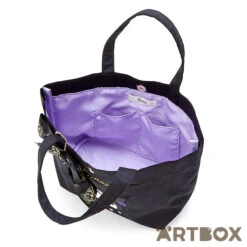 SANRIO Kuromi Printed Ribbon Charm Mini Tote Handbag -Fashion Gift Shop SN43F Tote KU 3 650