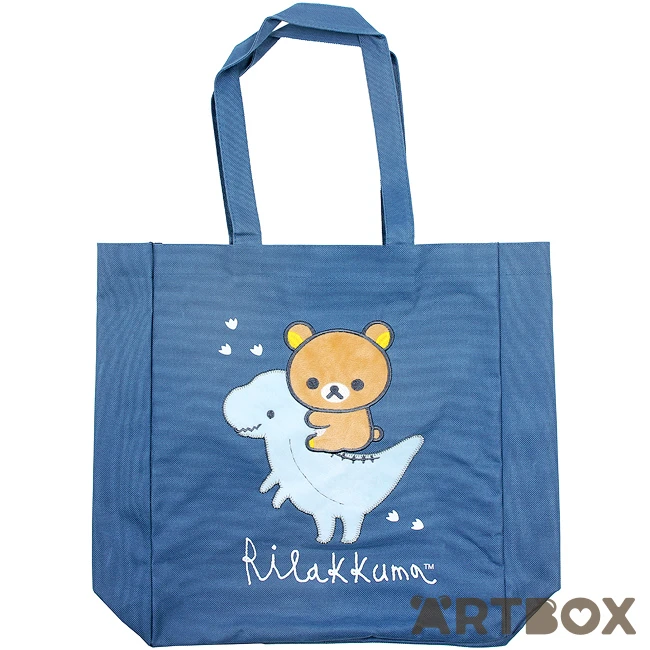 Rilakkuma Dinosaur Friend Applique Tote Bag Blue 1 Rilakkuma Dinosaur Friend Applique Tote Bag Blue