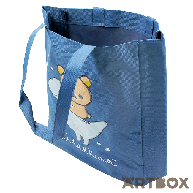 Rilakkuma Dinosaur Friend Applique Tote Bag Blue 2 Rilakkuma Dinosaur Friend Applique Tote Bag Blue - Image 2