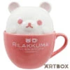 Korilakkuma Pink Latte Art Style Ceramic Mug With Lid